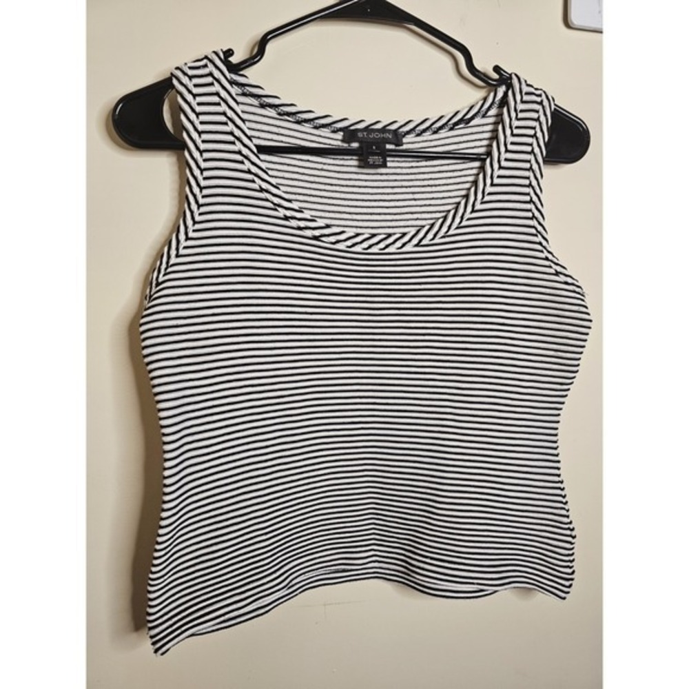 St. John‎ Black Multi Stripe Tank Women's Size Small